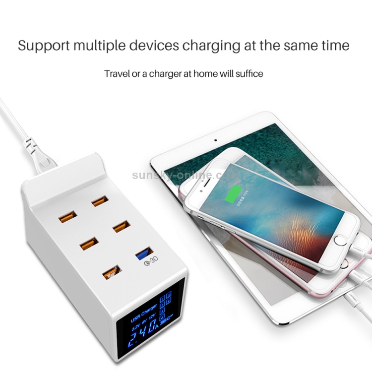 CDA31 40W QC 3.0 USB + 5 USB Ports Multi-function Charger with LED Display, AU Plug CDA31 40W QC 3.0 USB + 5 USB Ports Multi-function Charger with LED Display, AU Plug