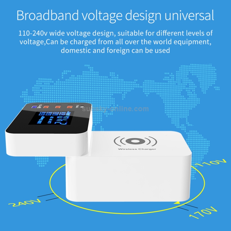 CDA33Q 40W QC 3.0 USB + 3 USB Ports + USB-C / Type-C Ports Multi-function Charger with LED Display, AU Plug CDA33Q 40W QC 3.0 USB + 3 USB Ports + USB-C / Type-C Ports Multi-function Charger with LED Display, AU Plug