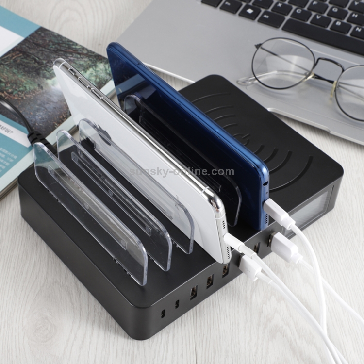 50W 6 USB Ports + 2 USB-C / Type-C Ports + Wireless Charging Multi-function Charger with LED Display & Detachable Bezel, AU Plug 50W 6 USB Ports + 2 USB-C / Type-C Ports + Wireless Charging Multi-function Charger with LED Display & Detachable Bezel, AU Plug