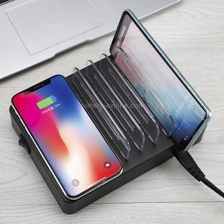 50W 6 USB Ports + 2 USB-C / Type-C Ports + Wireless Charging Multi-function Charger with LED Display & Detachable Bezel, AU Plug 50W 6 USB Ports + 2 USB-C / Type-C Ports + Wireless Charging Multi-function Charger with LED Display & Detachable Bezel, AU Plug
