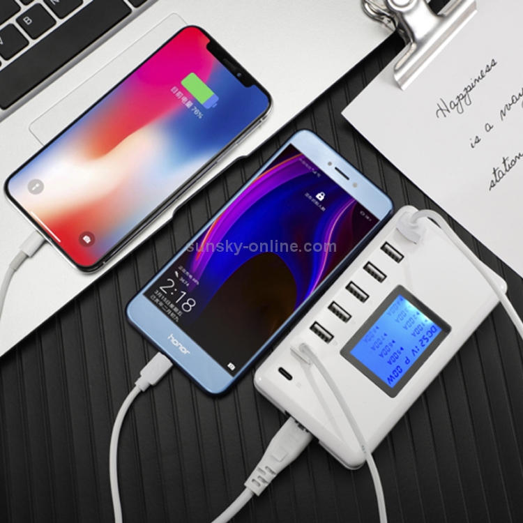 i10 40W 7 USB Ports + USB-C / Type-C Port Multi-function Charger with LED Display, US Plug i10 40W 7 USB Ports + USB-C / Type-C Port Multi-function Charger with LED Display, US Plug