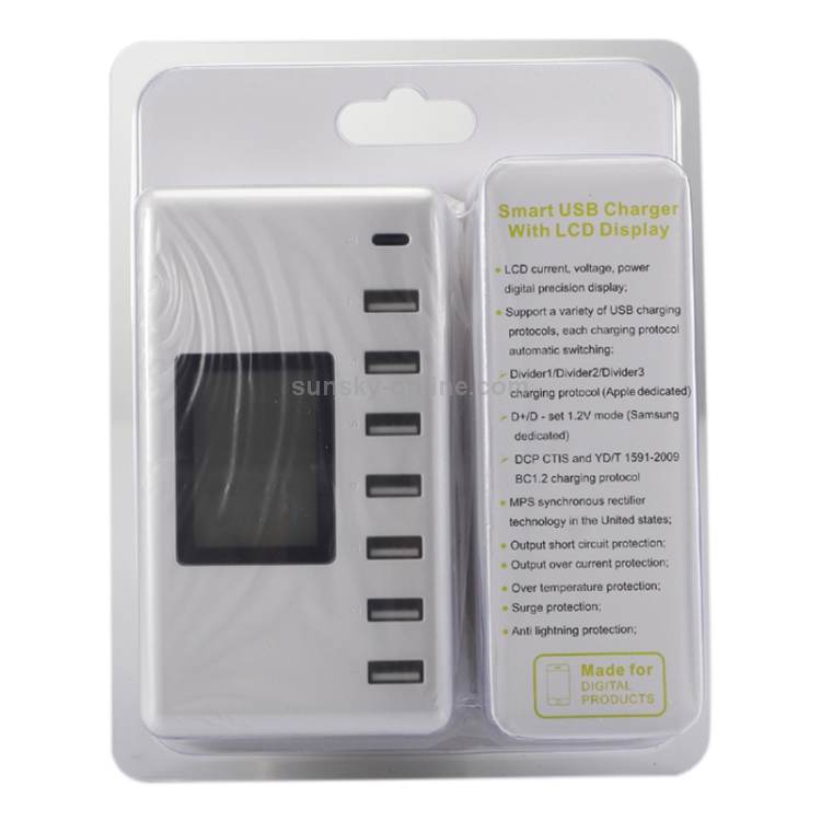 i10 40W 7 USB Ports + USB-C / Type-C Port Multi-function Charger with LED Display, US Plug i10 40W 7 USB Ports + USB-C / Type-C Port Multi-function Charger with LED Display, US Plug