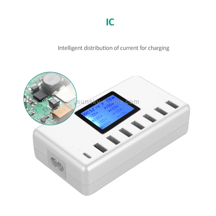 i10 40W 7 USB Ports + USB-C / Type-C Port Multi-function Charger with LED Display, US Plug i10 40W 7 USB Ports + USB-C / Type-C Port Multi-function Charger with LED Display, US Plug
