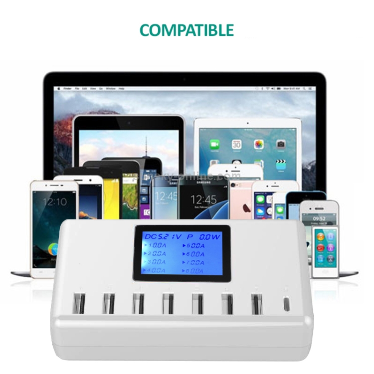 i10 40W 7 USB Ports + USB-C / Type-C Port Multi-function Charger with LED Display, US Plug i10 40W 7 USB Ports + USB-C / Type-C Port Multi-function Charger with LED Display, US Plug