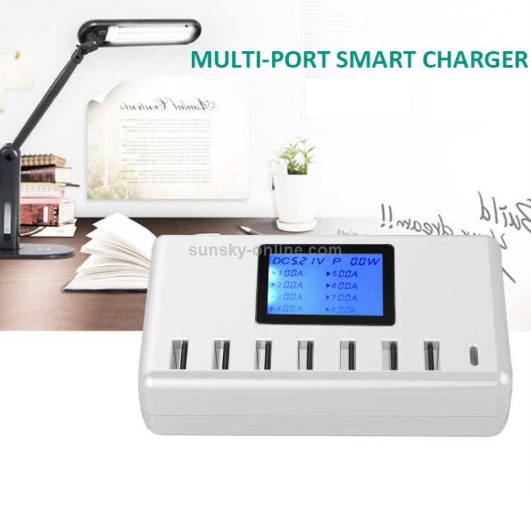 i10 40W 7 USB Ports + USB-C / Type-C Port Multi-function Charger with LED Display, US Plug i10 40W 7 USB Ports + USB-C / Type-C Port Multi-function Charger with LED Display, US Plug