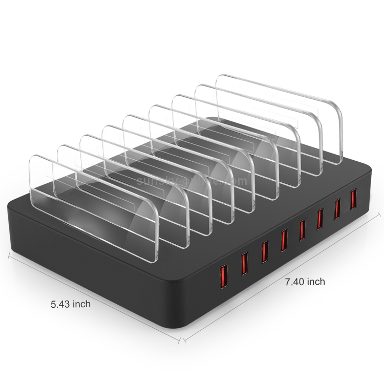 X6 96W 2.4A 8 USB Ports Smart Charger with Detachable Bezel, UK Plug(Black)