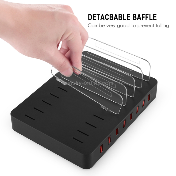 X6 96W 2.4A 8 USB Ports Smart Charger with Detachable Bezel, UK Plug(Black)