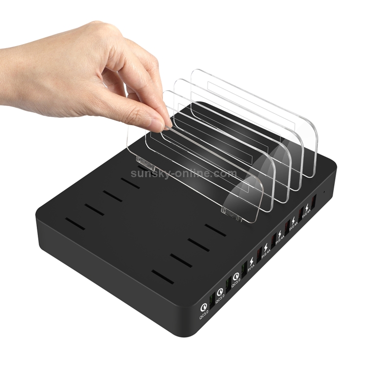 X6S 110W 3 QC 3.0 USB Ports + 5 USB Ports Smart Charger with Detachable Bezel, UK Plug