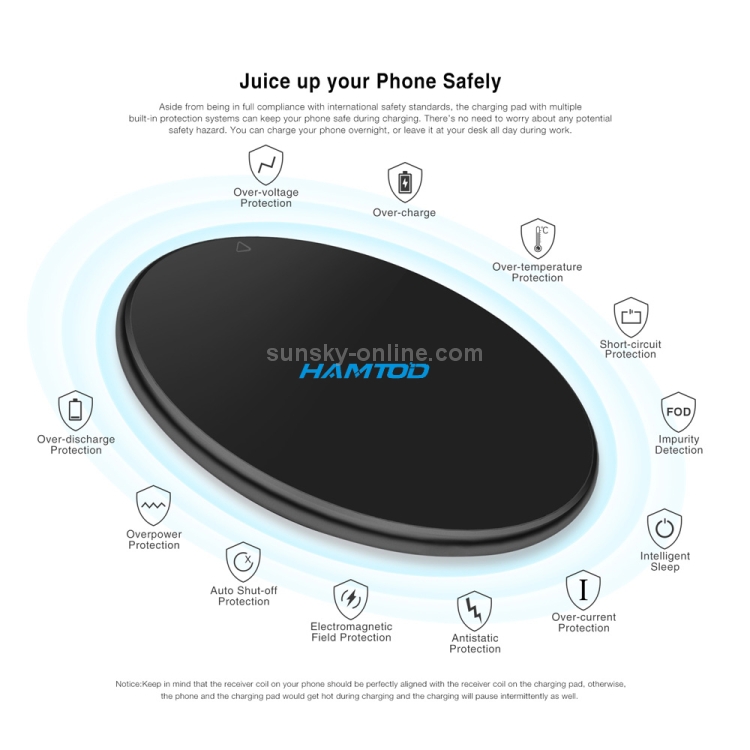 HAMTOD G19 10W QI Universal Round Wireless Charger (Silver) HAMTOD G19 10W QI Universal Round Wireless Charger (Silver)