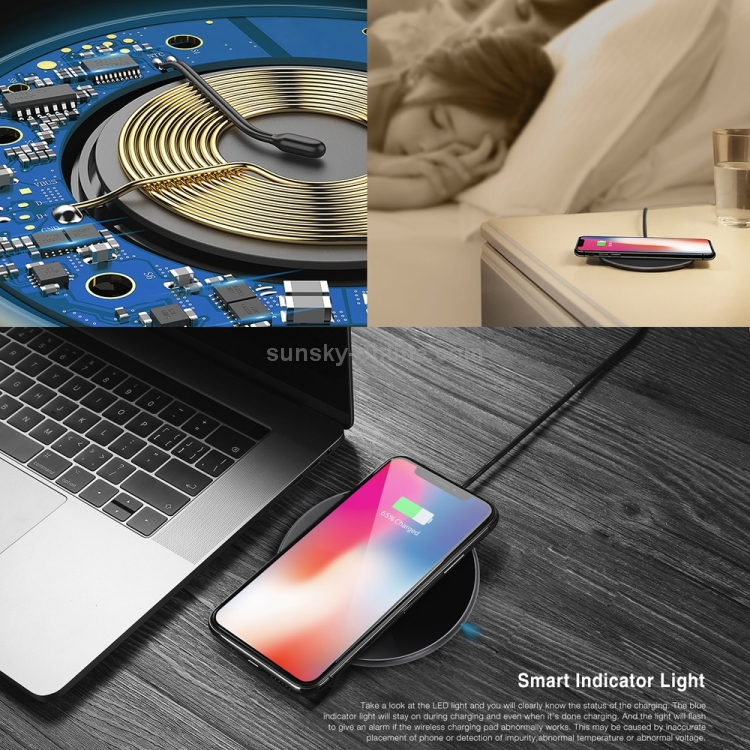 HAMTOD G19 10W QI Universal Round Wireless Charger (Silver) HAMTOD G19 10W QI Universal Round Wireless Charger (Silver)