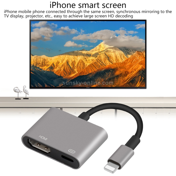 Onten 7565S Câble adaptateur vidéo de projecteur iPhone Lightning vers HDMI  HDTV pour iPad Noir