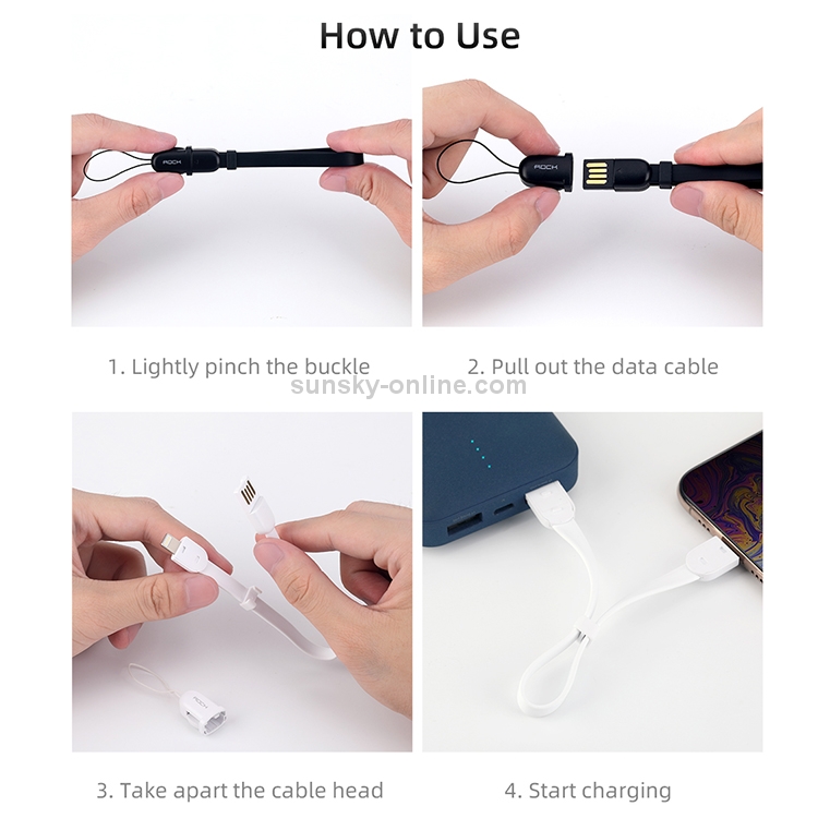 ROCK S3 USB to 8 Pin Portable Charging Data Cable with Keychain, Length: 14cm(Black) ROCK S3 USB to 8 Pin Portable Charging Data Cable with Keychain, Length: 14cm(Black)
