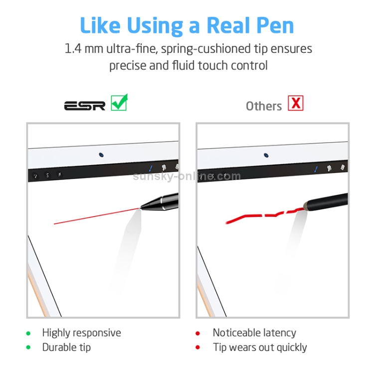 ESR Rechargeable 1.4mm Fine Point Smart Pencil Digital Stylus Pen for Touch Screens(Black) ESR Rechargeable 1.4mm Fine Point Smart Pencil Digital Stylus Pen for Touch Screens(Black)