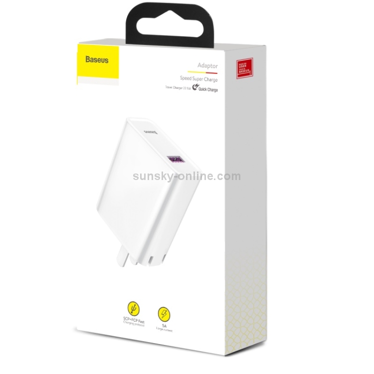 Baseus Speedy Series 22.5W Single USB Quick Charging Travel Charger Power Adapter for Huawei(White) Baseus Speedy Series 22.5W Single USB Quick Charging Travel Charger Power Adapter for Huawei(White)