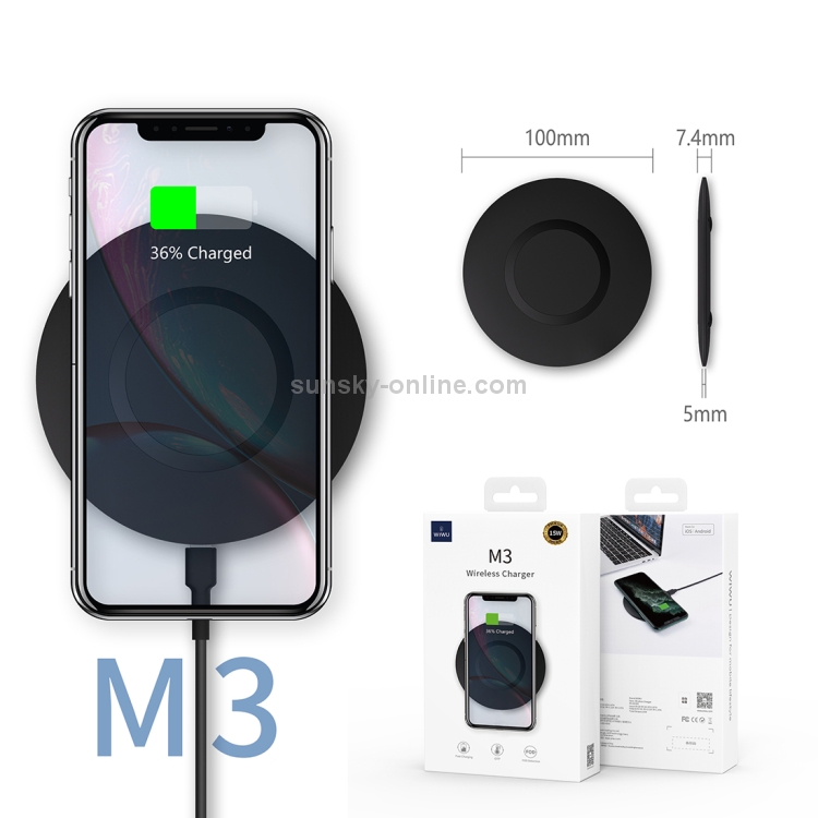 WIWU M3 Round Seat Type 15W Fast Charging Wireless Charger Pad WIWU M3 Round Seat Type 15W Fast Charging Wireless Charger Pad