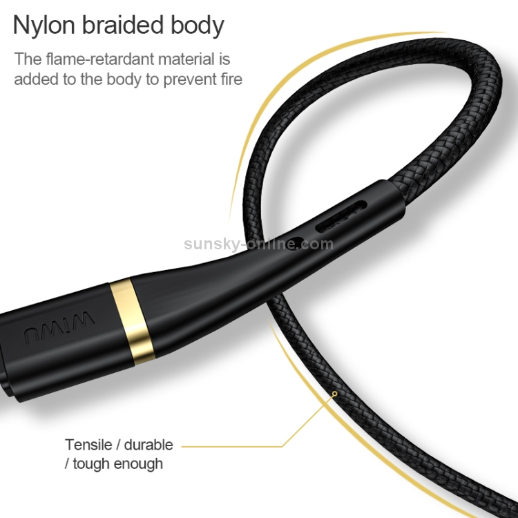 WIWU Elite Series ED-103 2.4A USB-C / Type-C to 8 Pin Interface Nylon Braided Fast Charging Data Cable, Cable Length: 1.2m WIWU Elite Series ED-103 2.4A USB-C / Type-C to 8 Pin Interface Nylon Braided Fast Charging Data Cable, Cable Length: 1.2m