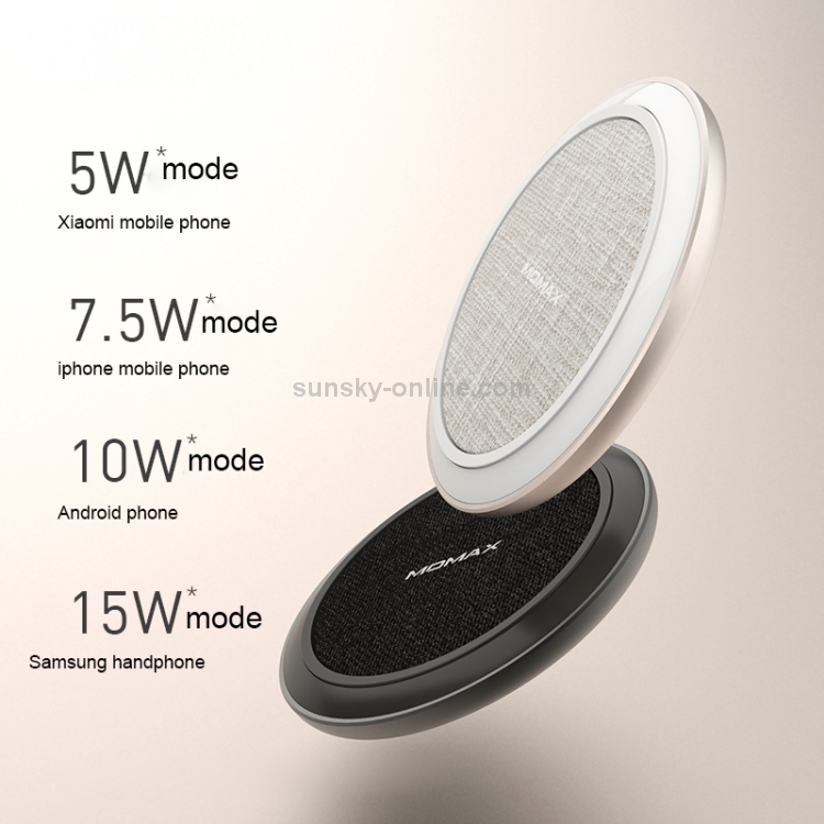MOMAX 15W Qi Standard Fast Charging Wireless Charger(White) MOMAX 15W Qi Standard Fast Charging Wireless Charger(White)