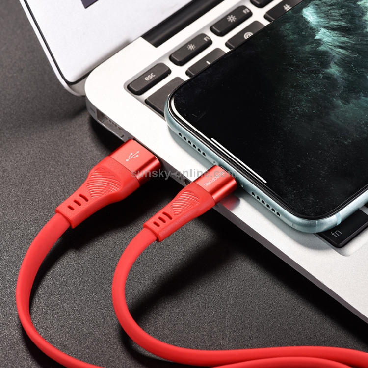Borofone BU18 1.2m 2.4A USB to 8 Pin Crown Silicone Charging Data Cable(Black)