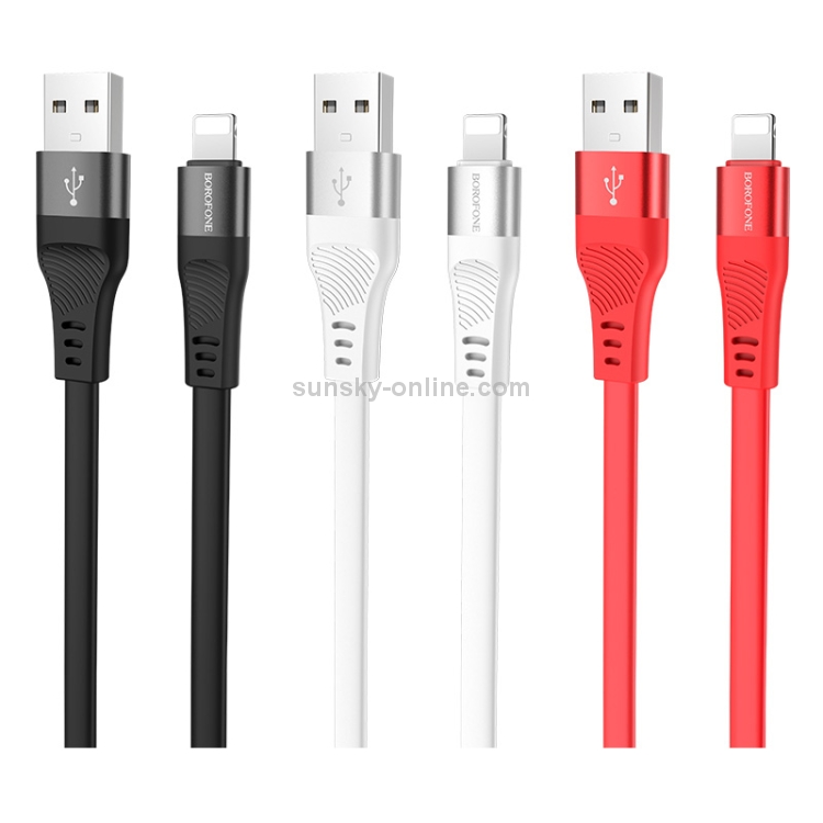 Borofone BU18 1.2m 2.4A USB to 8 Pin Crown Silicone Charging Data Cable(Black)