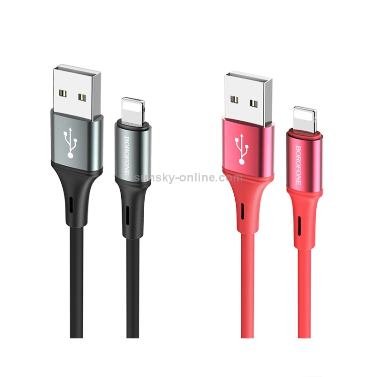 Borofone BU24 1.2m 2.4A USB to 8 Pin Cool Silicone Charging Data Cable (Red) Borofone BU24 1.2m 2.4A USB to 8 Pin Cool Silicone Charging Data Cable (Red)