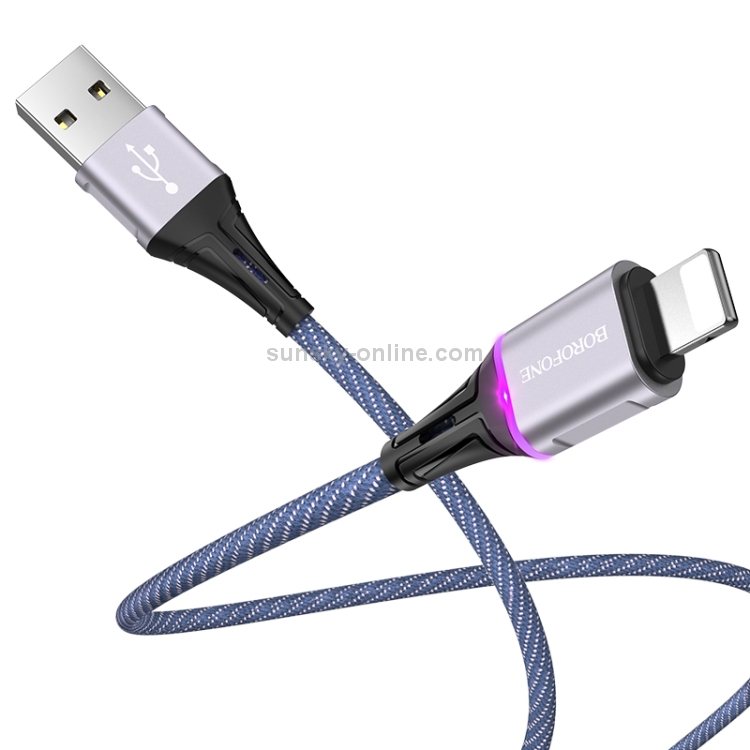 Borofone BU25 1.2m 2.4A USB to 8 Pin Glory Charging Data Cable for iPhone, iPad (Blue) Borofone BU25 1.2m 2.4A USB to 8 Pin Glory Charging Data Cable for iPhone, iPad (Blue)