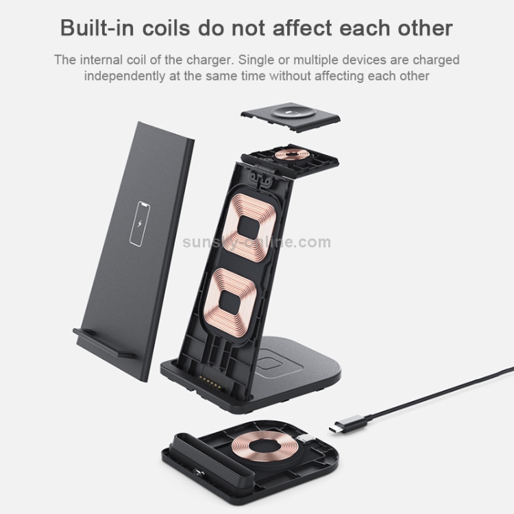 HQ-UD21 3 in 1 Folding Mobile Phone Watch Multi-Function Charging Stand Wireless Charger for iPhones & Apple Watch & Airpods (Black) HQ-UD21 3 in 1 Folding Mobile Phone Watch Multi-Function Charging Stand Wireless Charger for iPhones & Apple Watch & Airpods (Black)
