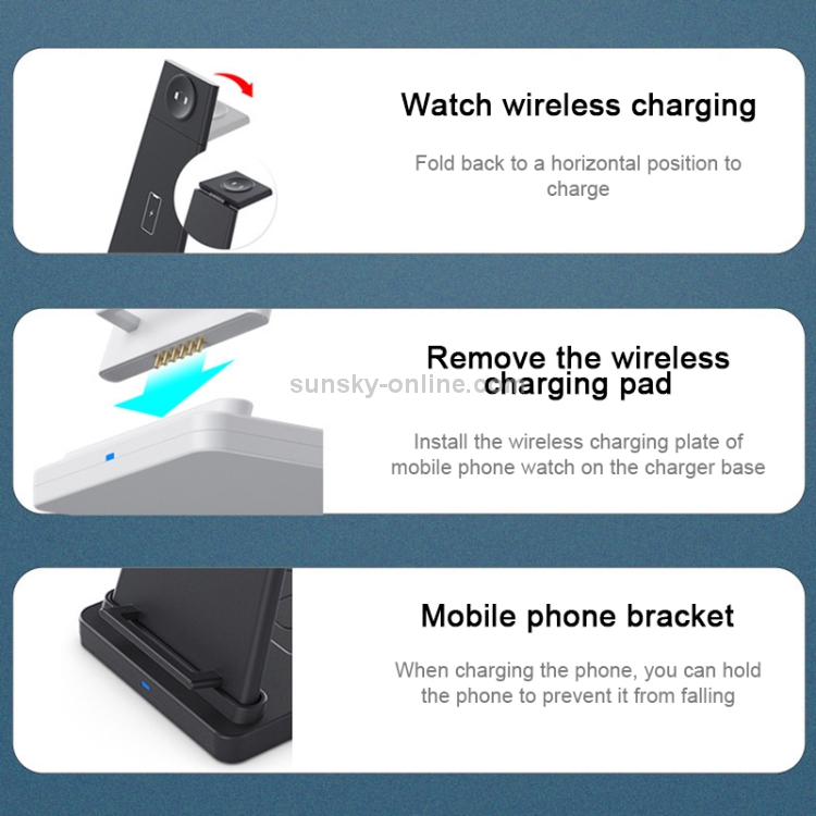 HQ-UD21 3 in 1 Folding Mobile Phone Watch Multi-Function Charging Stand Wireless Charger for iPhones & Apple Watch & Airpods (Black) HQ-UD21 3 in 1 Folding Mobile Phone Watch Multi-Function Charging Stand Wireless Charger for iPhones & Apple Watch & Airpods (Black)