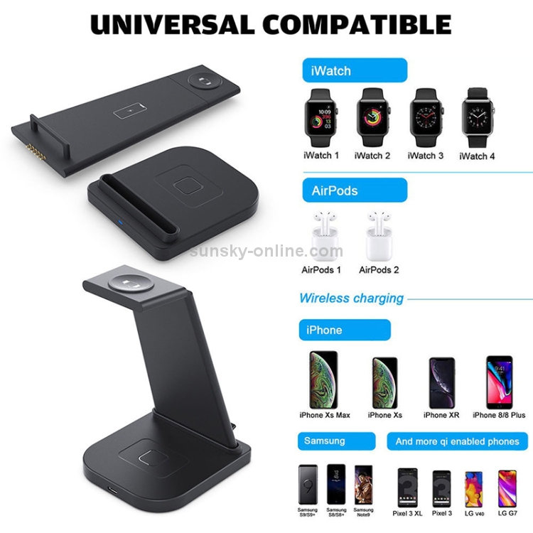 HQ-UD21 3 in 1 Folding Mobile Phone Watch Multi-Function Charging Stand Wireless Charger for iPhones & Apple Watch & Airpods (Black) HQ-UD21 3 in 1 Folding Mobile Phone Watch Multi-Function Charging Stand Wireless Charger for iPhones & Apple Watch & Airpods (Black)