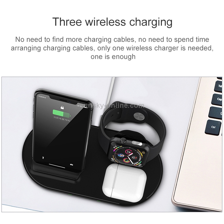 3-in-1 Wireless Charging Station W55 - iPhone, AirPods, iWatch - Black