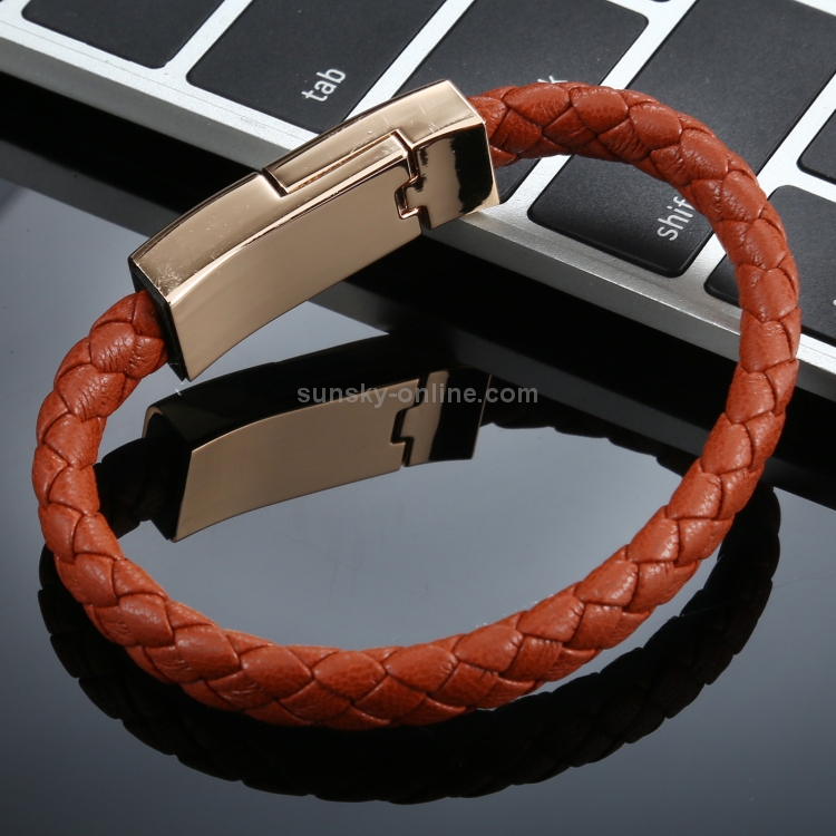 8 Pin Interface PU Leather Bracelet Braided Data Cable, Cable Length: 16cm(Brown) 8 Pin Interface PU Leather Bracelet Braided Data Cable, Cable Length: 16cm(Brown)