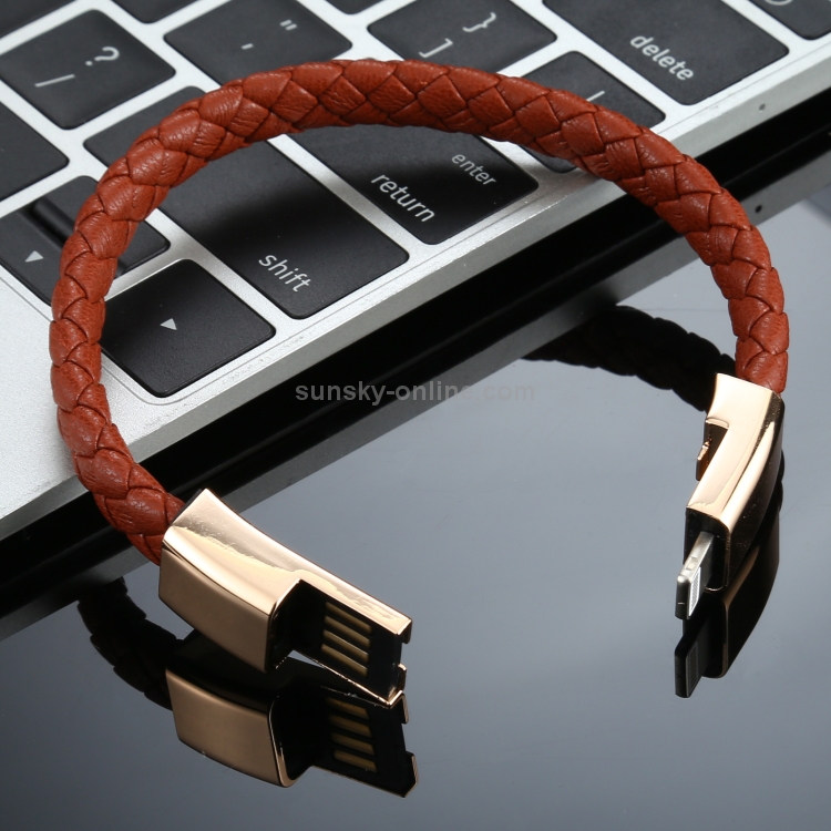 8 Pin Interface PU Leather Bracelet Braided Data Cable, Cable Length: 16cm(Brown) 8 Pin Interface PU Leather Bracelet Braided Data Cable, Cable Length: 16cm(Brown)