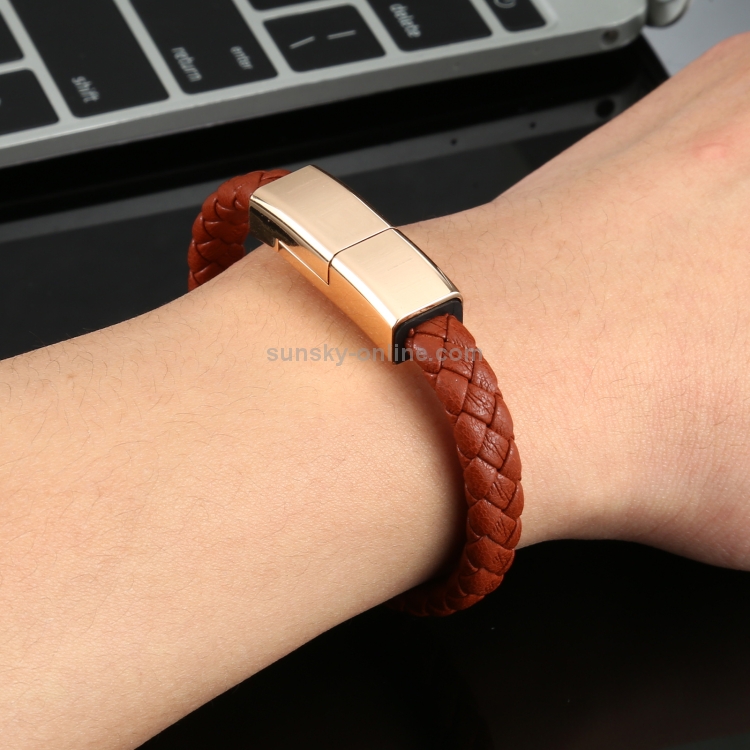 8 Pin Interface PU Leather Bracelet Braided Data Cable, Cable Length: 16cm(Brown) 8 Pin Interface PU Leather Bracelet Braided Data Cable, Cable Length: 16cm(Brown)