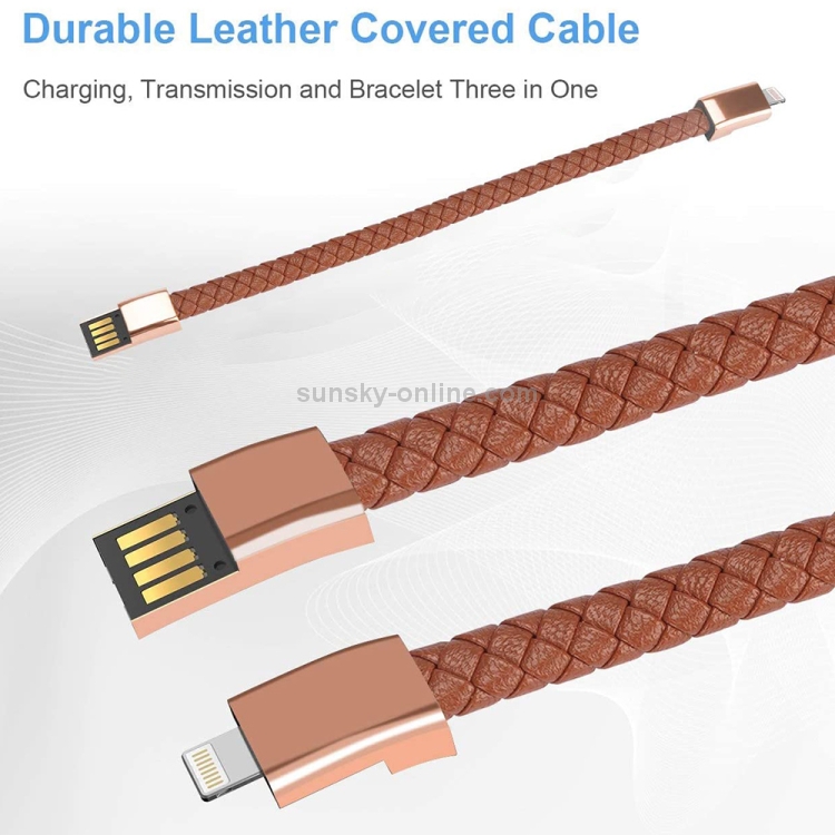 8 Pin Interface PU Leather Bracelet Braided Data Cable, Cable Length: 16cm(Brown) 8 Pin Interface PU Leather Bracelet Braided Data Cable, Cable Length: 16cm(Brown)