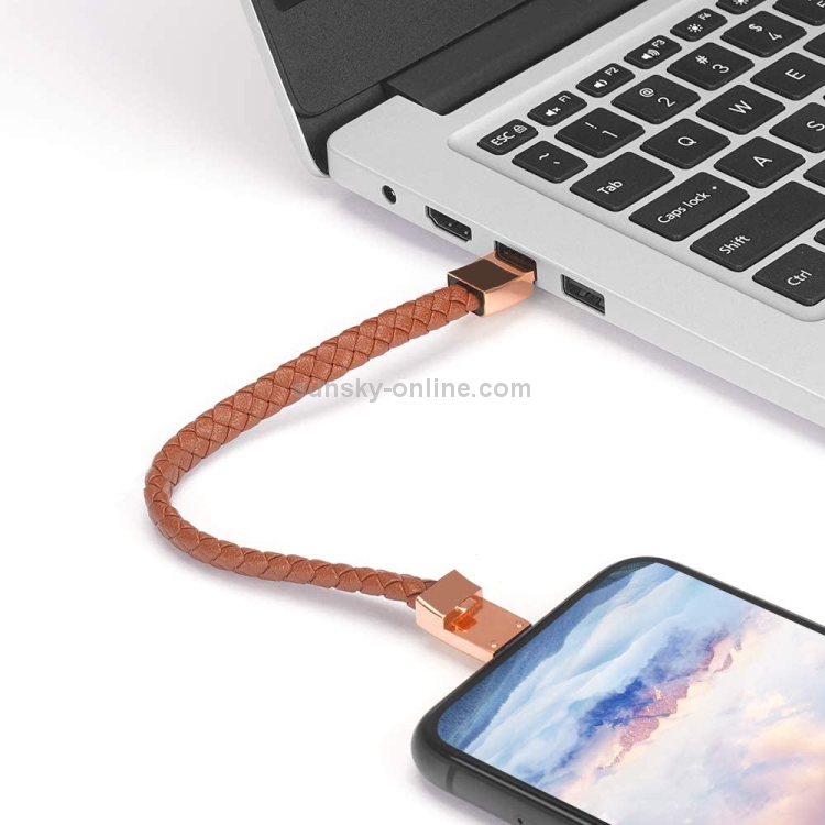 8 Pin Interface PU Leather Bracelet Braided Data Cable, Cable Length: 16cm(Brown) 8 Pin Interface PU Leather Bracelet Braided Data Cable, Cable Length: 16cm(Brown)