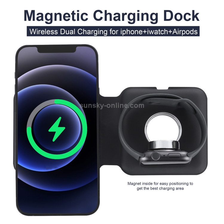 Q500 Foldable Magnetic Dual Wireless Charger for Phones / iWatch / AirPods(Black) Q500 Foldable Magnetic Dual Wireless Charger for Phones / iWatch / AirPods(Black)