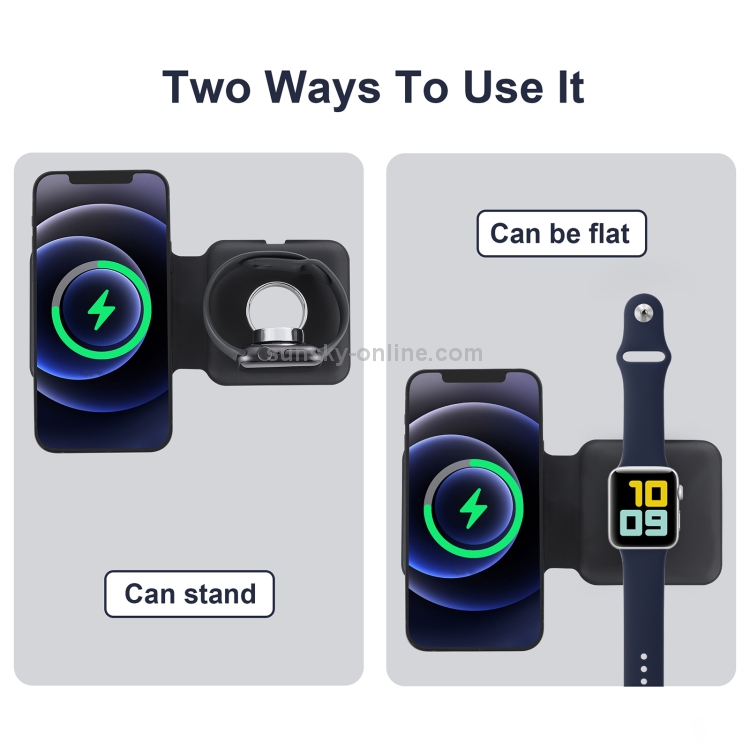 Q500 Foldable Magnetic Dual Wireless Charger for Phones / iWatch / AirPods(Black) Q500 Foldable Magnetic Dual Wireless Charger for Phones / iWatch / AirPods(Black)