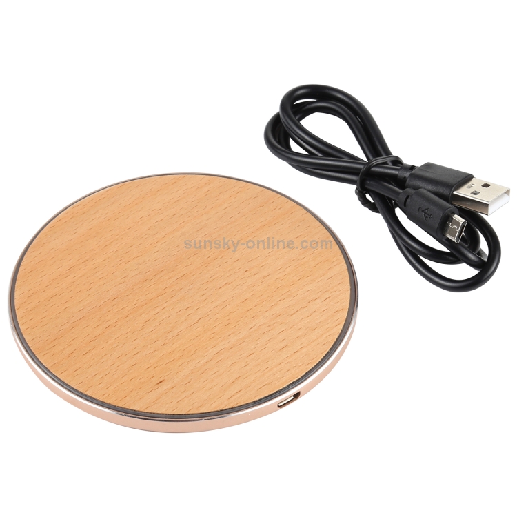 GY-68 QI Standard Wooden Round Wireless Charger (Gold) GY-68 QI Standard Wooden Round Wireless Charger (Gold)