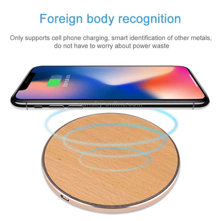 GY-68 QI Standard Wooden Round Wireless Charger (Gold) GY-68 QI Standard Wooden Round Wireless Charger (Gold)