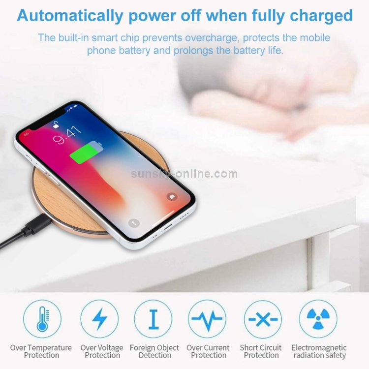 GY-68 QI Standard Wooden Round Wireless Charger (Gold) GY-68 QI Standard Wooden Round Wireless Charger (Gold)