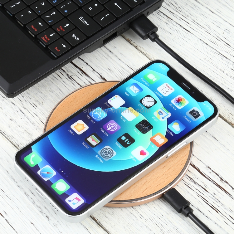 GY-68 QI Standard Wooden Round Wireless Charger (Gold) GY-68 QI Standard Wooden Round Wireless Charger (Gold)