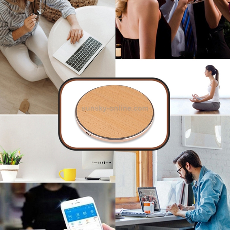 GY-68 QI Standard Wooden Round Wireless Charger (Gold) GY-68 QI Standard Wooden Round Wireless Charger (Gold)