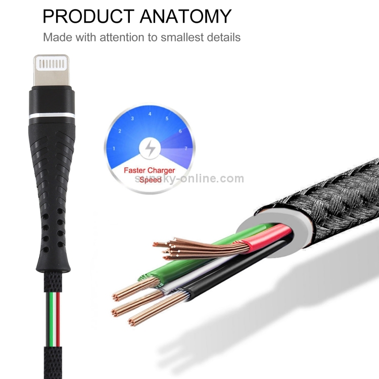 2A USB to 8 Pin Braided Data Cable, Cable Length: 1m(Black) 2A USB to 8 Pin Braided Data Cable, Cable Length: 1m(Black)