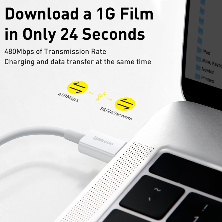 倍思 至尊系列 CATLYS-A02 PD 20W USB-C / Type-C转8针接口快充数据线，线长：1m（白色）