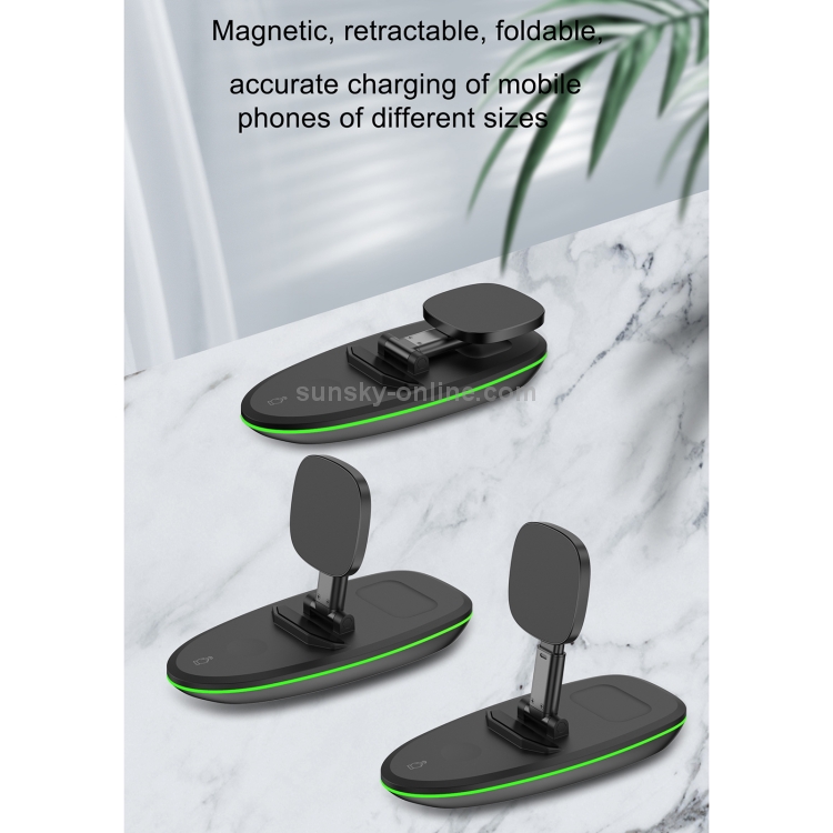 V9 3 in 1 Retractable Folding Multi-function Magnetic Wireless Charging Base for Phones & Apple Watch Series & AirPods(Black) V9 3 in 1 Retractable Folding Multi-function Magnetic Wireless Charging Base for Phones & Apple Watch Series & AirPods(Black)