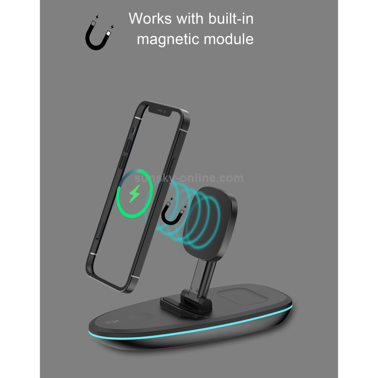 V9 3 in 1 Retractable Folding Multi-function Magnetic Wireless Charging Base for Phones & Apple Watch Series & AirPods(Black) V9 3 in 1 Retractable Folding Multi-function Magnetic Wireless Charging Base for Phones & Apple Watch Series & AirPods(Black)