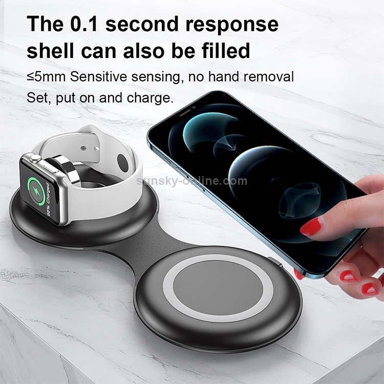 WS40 15W 3 in 1 Multifunctional Folding Wireless Fast Charger with Magsafe Function (Black) WS40 15W 3 in 1 Multifunctional Folding Wireless Fast Charger with Magsafe Function (Black)