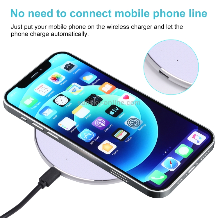 10W QI Plaid Pattern Round Metal Wireless Charger (White) 10W QI Plaid Pattern Round Metal Wireless Charger (White)