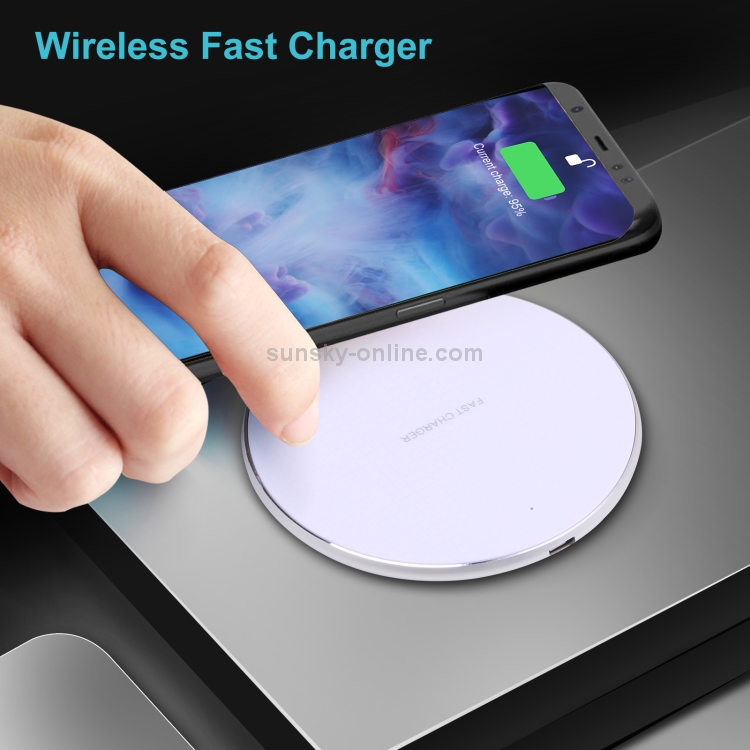 10W QI Plaid Pattern Round Metal Wireless Charger (White) 10W QI Plaid Pattern Round Metal Wireless Charger (White)