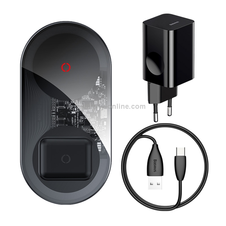 Baseus TZWXJK-B01 Simple 2 in 1 24W Turbo Edition Qi Standard Wireless Charger with 12V Charger, EU Plug Baseus TZWXJK-B01 Simple 2 in 1 24W Turbo Edition Qi Standard Wireless Charger with 12V Charger, EU Plug