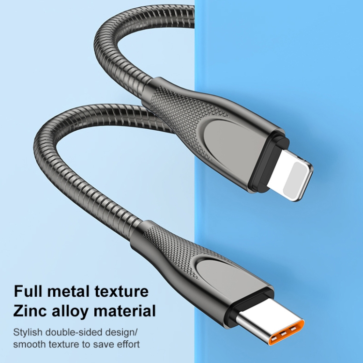 ADC-009 USB-C / Type-C to 8 Pin Zinc Alloy Hose Fast Charging Data Cable, Cable Length: 1m (Silver) ADC-009 USB-C / Type-C to 8 Pin Zinc Alloy Hose Fast Charging Data Cable, Cable Length: 1m (Silver)